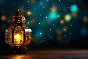 Ramadan background with bokeh effect copy text area generated ai