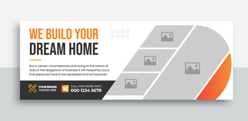 Construction renovation handyman home repair social media cover banner template | Editable construction business social media cover | real estate house property cover design template