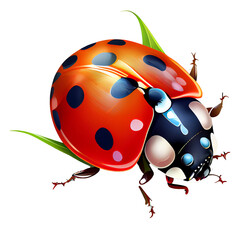 Fototapeta na wymiar Ladybug on transparent background, Generative AI