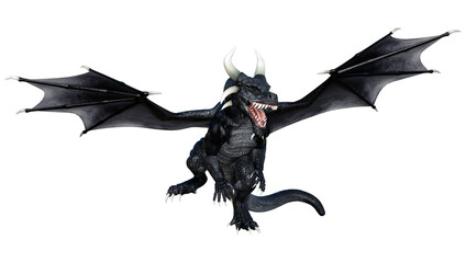 3D Rendering Fairy Tale Dragon on White