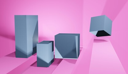 pink background with beautiful blue stone objects 