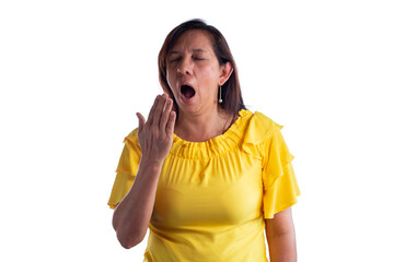 Bored Latina Woman Covering Mouth While Yawning