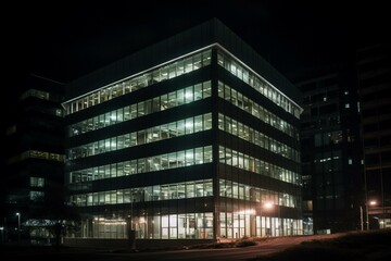 Fototapeta premium An office building at night Generative AI