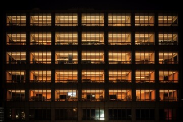An office building at night Generative AI