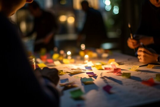 A team brainstorming session, bokeh Generative AI