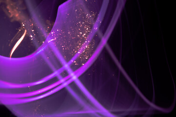 Illustration showing defocused lights and colorful light strokes. Futuristic abstract background
