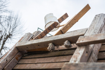 Very old wooden playground for children