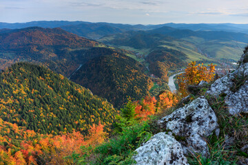 Autumnal landscape of the Pieniny Mountains. Poland