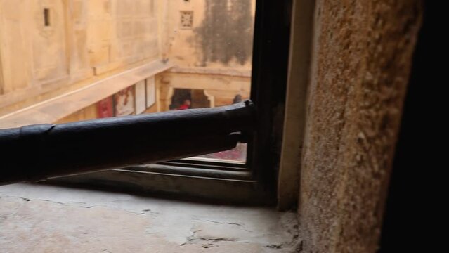 heritage jaisalmer fort vintage gun from different angle at day