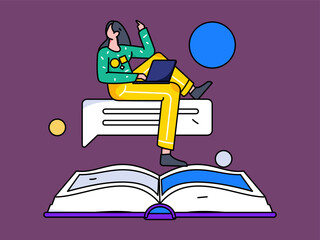 Quiet reading character flat vector concept operation hand drawn illustration
