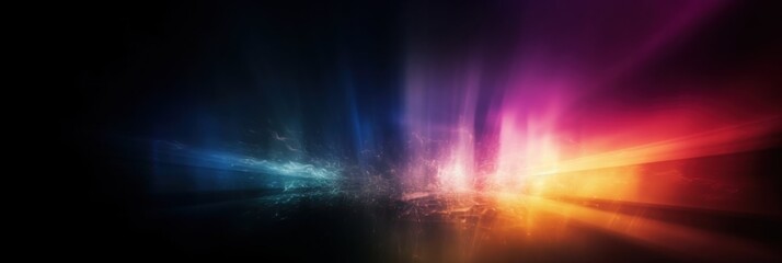 Warm sun rays light on black background. Overlay Texture with flare effect. Special lens flash with sparkle. Abstract magic banner Generate AI. High quality photo 