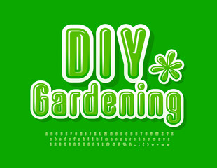 Vector green concept DIY Gardening with decorative Flower. Modern style Font. Cute Alphabet Letters, Numbers and Symbols set