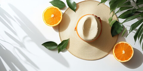 Celebrate the season in style with this trendy and summer fashion flat lay. Use it to create a bold and memorable impression in your designs, whether it's a website banner or digital ad- Generative Ai