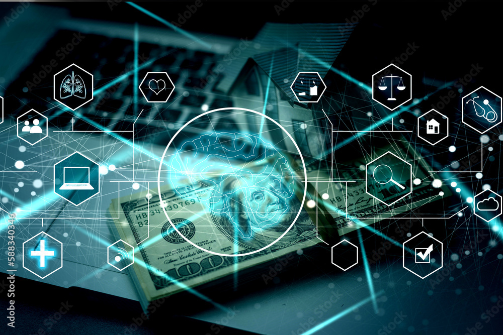 Poster ai, artificial intelligence, machine learning, neural networks and modern technologies concepts. iot