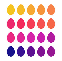 Easter eggs colorful flat design collection. Easter eggs icons illustration.