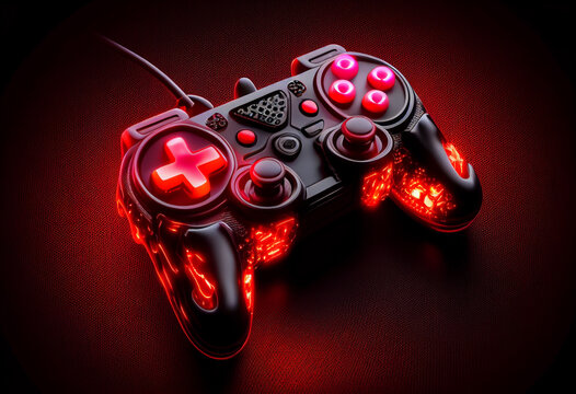 video game controller glowing lights. 3d rendering toned image generative ai