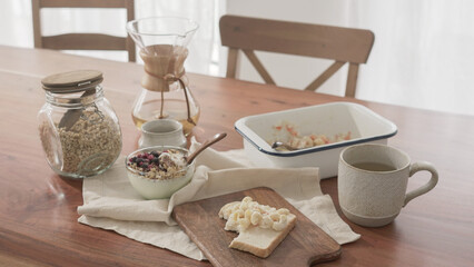 muesli with yogurt on a table