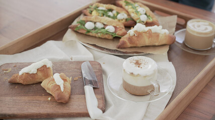 sandwiches on a wooden table
