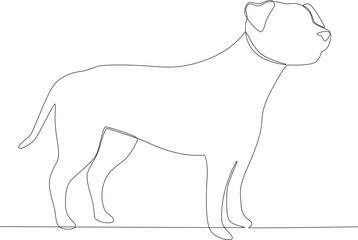 A big dog with a long tail. Urban pet one-line drawing