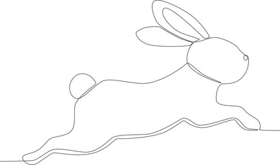 A rabbit running around with his friend. Urban pet one-line drawing