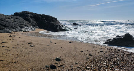 small cove between the rocks by the ocean