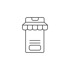 E-commerce neumorphic style vector icon smartphone, button, store outline vector icon