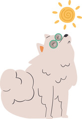 Howling Dog With Sun