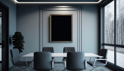 Simple Casual meeting room with copy space frame mockup (created with generative AI)