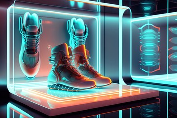Futuristic, Shoe, Neon, Sci fi product, Generative AI - obrazy, fototapety, plakaty