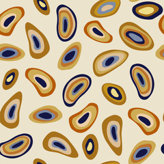 abstract shapes oval eyes, spots and circles on a light background. seamless colorful pattern