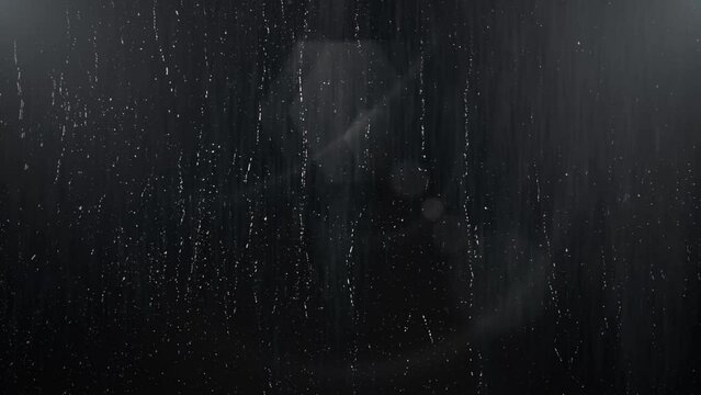 Rain effect on dark black wall, abstract cinematic, business and corporate style background