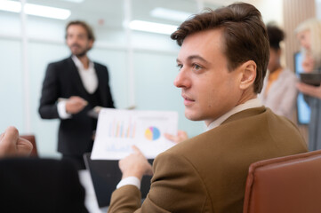 Group of young businessmen in international companies, Meeting to conclude a new responsible project.