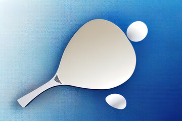 Racket for table tennis on an abstract white blue background. Generative Ai
