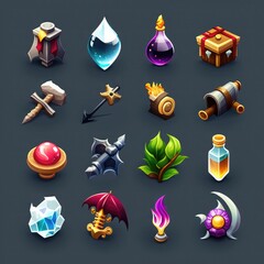 gui rpg 2d game icons ai generated