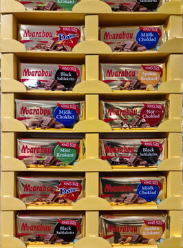 Kiel, Germany - 03 April 2023: Different varieties of Marabou brand chocolate bars.