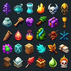 design rpg 2d game icons ai generated