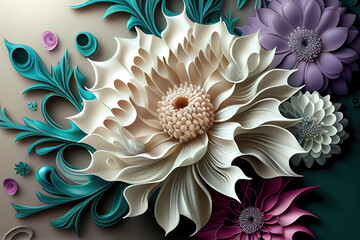 Blossom floral bouquet decoration colorful beautiful flowers. Generative Ai