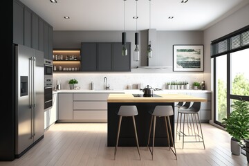 Modern kitchen, luxury, Generative AI