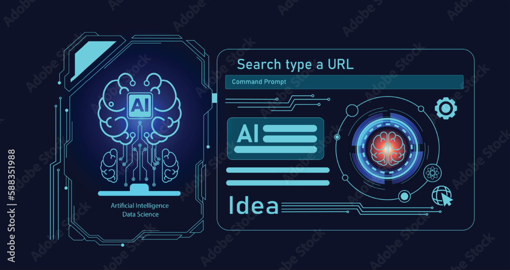 Wall mural artificial intelligence and data science icon element design. vector illustration