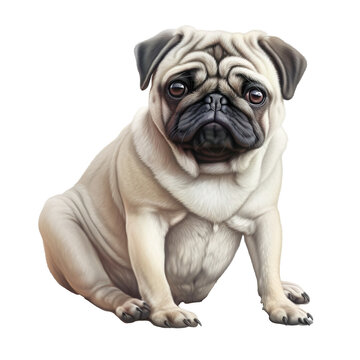 illustration of a Pug on transparent background