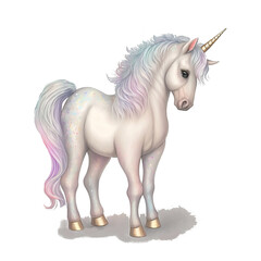 baby Unicorn, watercolor animal, cute unicorn drawing for children's room, storybook, nurcery wall art, generative ai, 