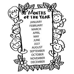 Months of the year. Educational posters for classroom decoration. 