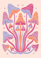 Groovy Boho Modern Celestial Magical 70th Peace Love Print Wall Art Poster Composition Svg 