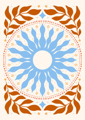 Groovy Boho Modern Celestial Magical 70th Peace Love Print Wall Art Poster Composition Svg 