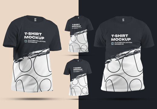 4 Mockup of the Classic T-shirt in 3D Style