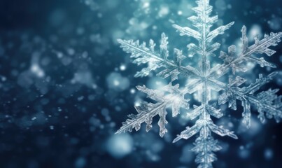 Ice blue water snowflake winter background, generative AI