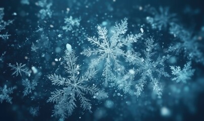 Fototapeta na wymiar Ice blue water snowflake winter background, generative AI