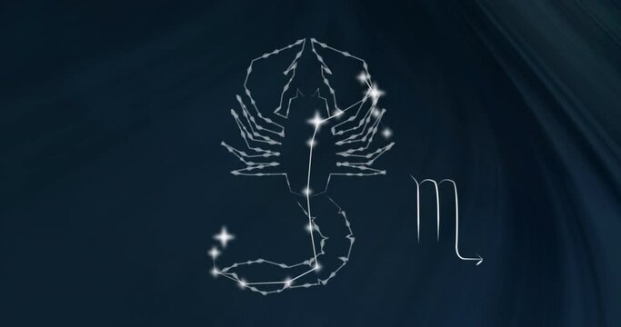 Animation of scorpio star sign with glowing stars