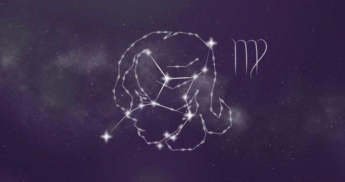 Animation of virgo star sign with glowing stars