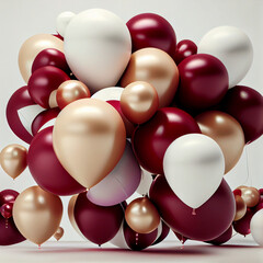 1970s balloons beige and burgundy on white background, Generative AI